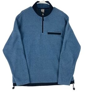 Old Navy Fleece Pullover Men Large (L) Blue Quarter Zip Mock Neck Drawstring Hem